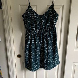 SHEIN VCAY 3X Plus Green Polka Dot Slip Dress